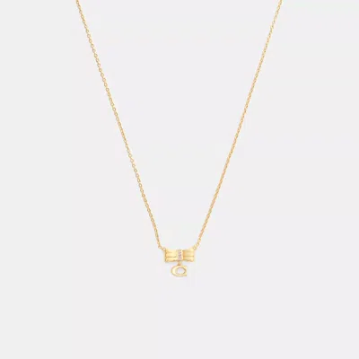 Coach Outlet Signature Bow Pendant Necklace In Gold