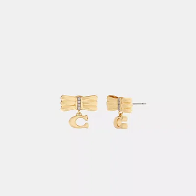Coach Outlet Signature Bow Stud Earrings In Gold