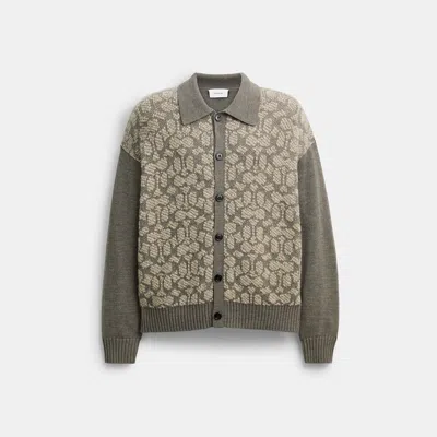 Coach Outlet Signature Cardigan In Grey