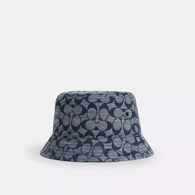 Coach Outlet Signature Chambray Bucket Hat In Blue