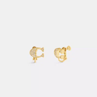 Coach Outlet Signature Clip-on Earrings In Gold