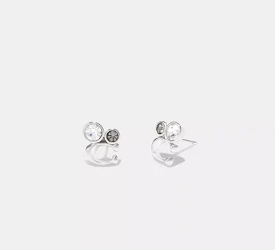 Coach Outlet Signature Crystal Cluster Stud Earrings In Silver