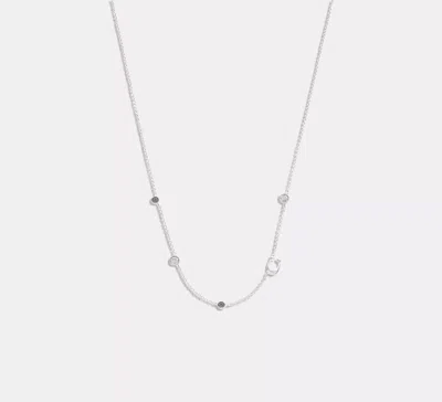 Coach Outlet Signature Crystal Necklace In Silver