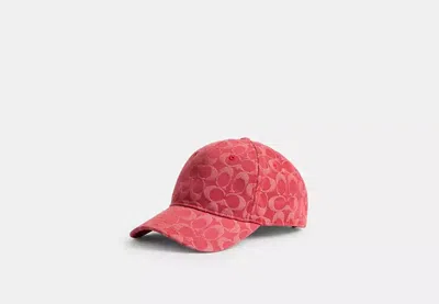 Coach Outlet Signature Denim Baseball Hat In Pink