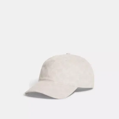 Coach Outlet Signature Denim Baseball Hat In White