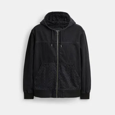 Coach Outlet Signature Denim Zip Jacket In Grey