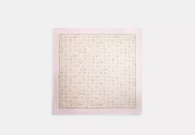 Coach Outlet Signature Doodle Heart Print Silk Square Scarf In Sand