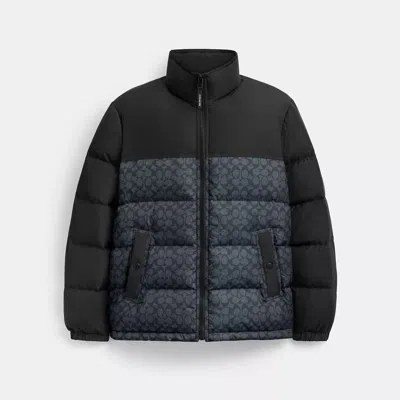 Coach Outlet Signature Down Jacket In Recycled Polyester In Gray