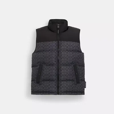 Coach Outlet Signature Down Vest In Recycled Polyester In Grey