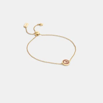 Coach Outlet Signature Enamel Coin Slider Bracelet In Gold/brown