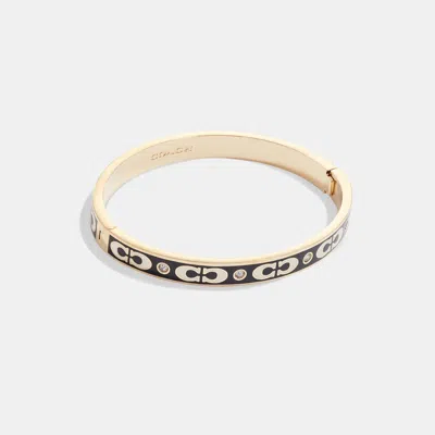 Coach Outlet Signature Enamel Hinged Bangle In Black