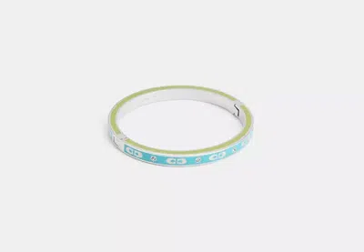 Coach Outlet Signature Enamel Hinged Bangle In Silver