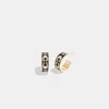 Coach Outlet Signature Enamel Huggie Earrings In Black