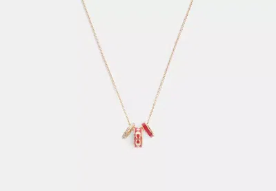 Coach Outlet Signature Enamel Rondell Necklace In Red