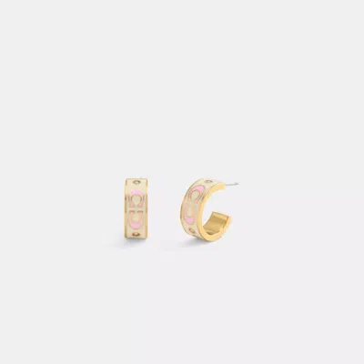 Coach Outlet Signature Enamel Small Huggie Earrings In Multi