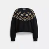 Coach Outlet Signature Fairisle Crewneck Sweater In Black