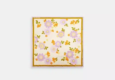 Coach Outlet Signature Floral Print Silk Bandana In Sand