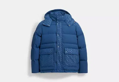 Coach Outlet Signature Front Pocket Puffer Jacket In Blue
