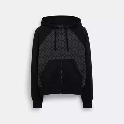 Coach Outlet Signature Full Zip Hoodie In Black