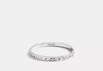 Coach Outlet Signature Hinged Bangle In Gray