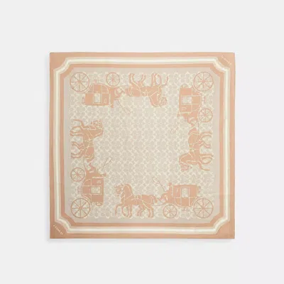 Coach Outlet Signature Horse And Carriage Print Silk Square Scarf In Grey
