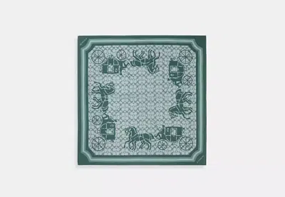Coach Outlet Signature Horse And Carriage Silk Square Scarf In Green