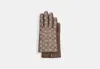 COACH OUTLET SIGNATURE JACQUARD AND LEATHER TECH GLOVES