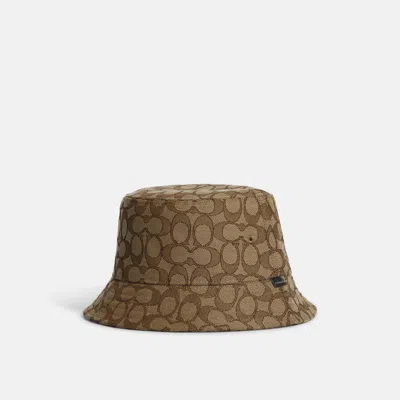 Coach Outlet Signature Jacquard Bucket Hat In Brown