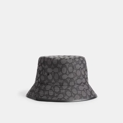 Coach Outlet Signature Jacquard Bucket Hat In Charcoal