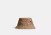 Coach Outlet Signature Jacquard Bucket Hat With Sticker Patches In Beige
