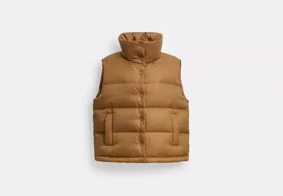 Coach Outlet Signature Jacquard Puffer Vest In Recycled Polyamide In Beige