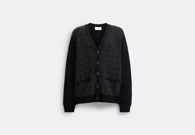 Coach Outlet Signature Knit Cardigan In Black