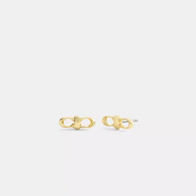 Coach Outlet Signature Link Stud Earrings In Gold