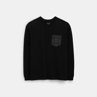 Coach Outlet Signature Long Sleeve T Shirt In Organic Cotton In Black