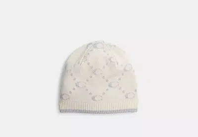 Coach Outlet Signature Metallic Knit Beanie In White