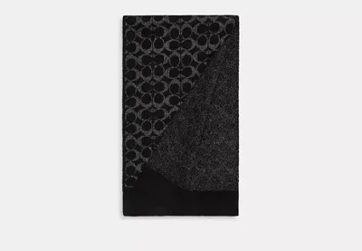 Coach Outlet Signature Metallic Knit Scarf In Black