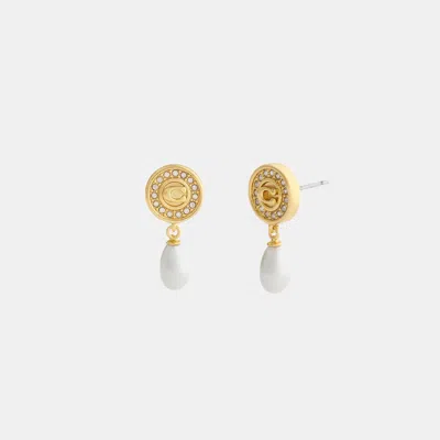 Coach Outlet Signature Pavé Coin Pearl Drop Earrings In Multi