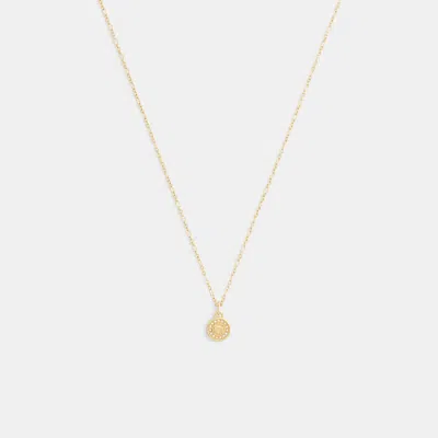 Coach Outlet Signature Pavé Coin Pendant Necklace In Gold