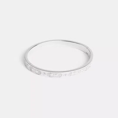 Coach Outlet Signature Pavé Hinged Bangle In Silver