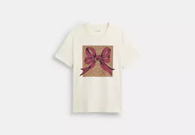 Coach Outlet Signature Square Bow T-shirt In Beige