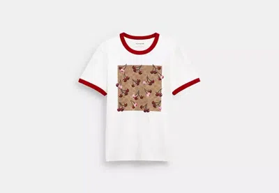 Coach Outlet Signature Square Cherry T-shirt In Organic Cotton In White