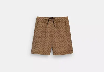 Coach Outlet Signature Swim Trunks In Brown