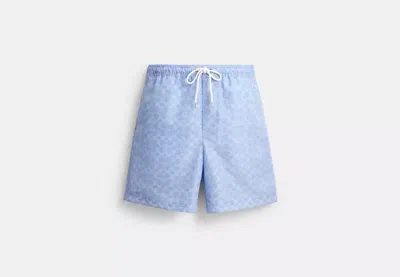 Coach Outlet Signature Swim Trunks In Recycled Polyester In Blue