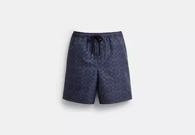 Coach Outlet Signature Swim Trunks In Recycled Polyester In Blue
