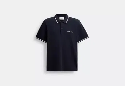 Coach Outlet Signature Trim Polo In Organic Cotton In Blue
