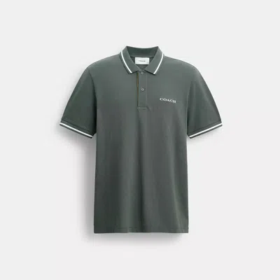 Coach Outlet Signature Trim Polo In Organic Cotton In Gray