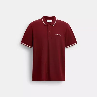 Coach Outlet Signature Trim Polo In Organic Cotton In Red
