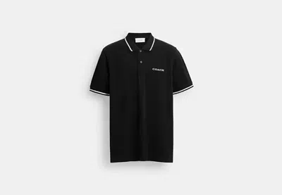 Coach Outlet Signature Trim Polo In Regenerative Cotton In Black