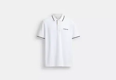 Coach Outlet Signature Trim Polo In Regenerative Cotton In White