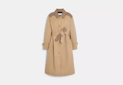 Coach Outlet Signature Turnlock Trench In Classic Khaki